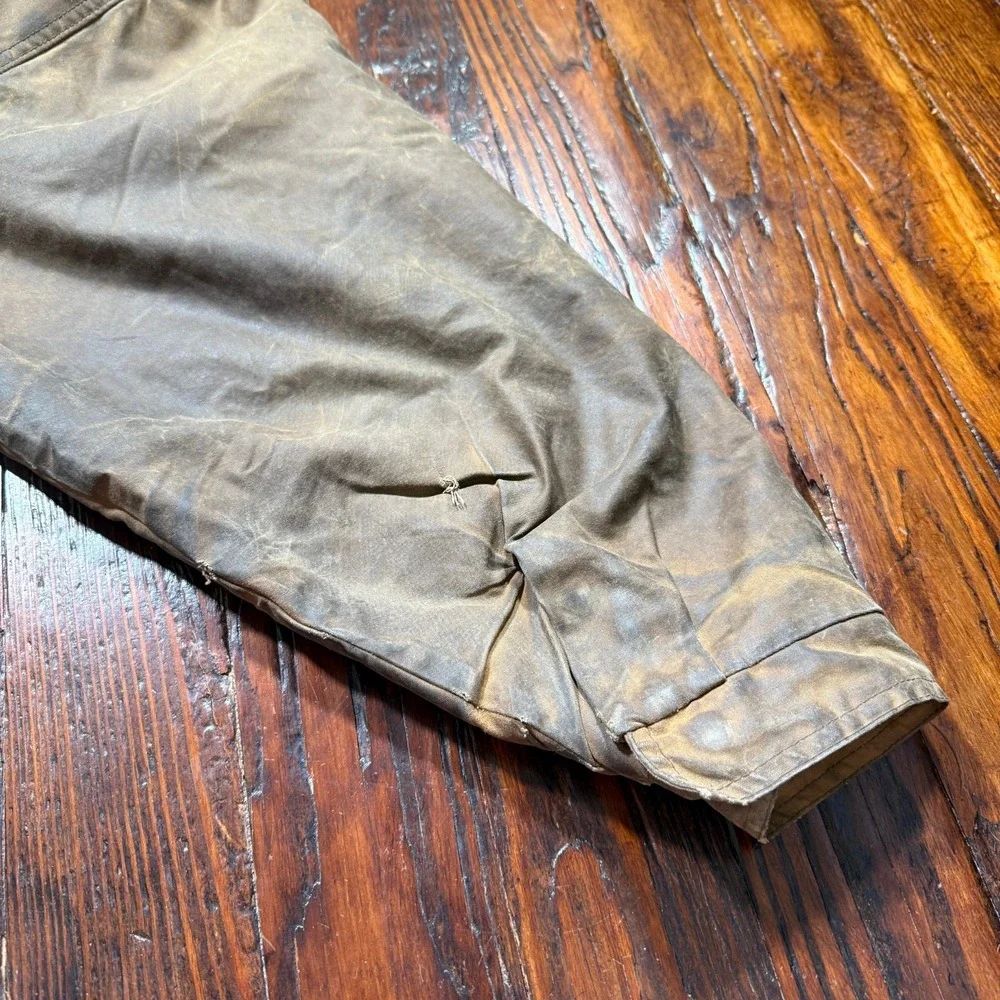 Vintage Holloway Jacket Mens‎ L Brown Tin Cloth Waxed Canvas Lined MADE IN USA